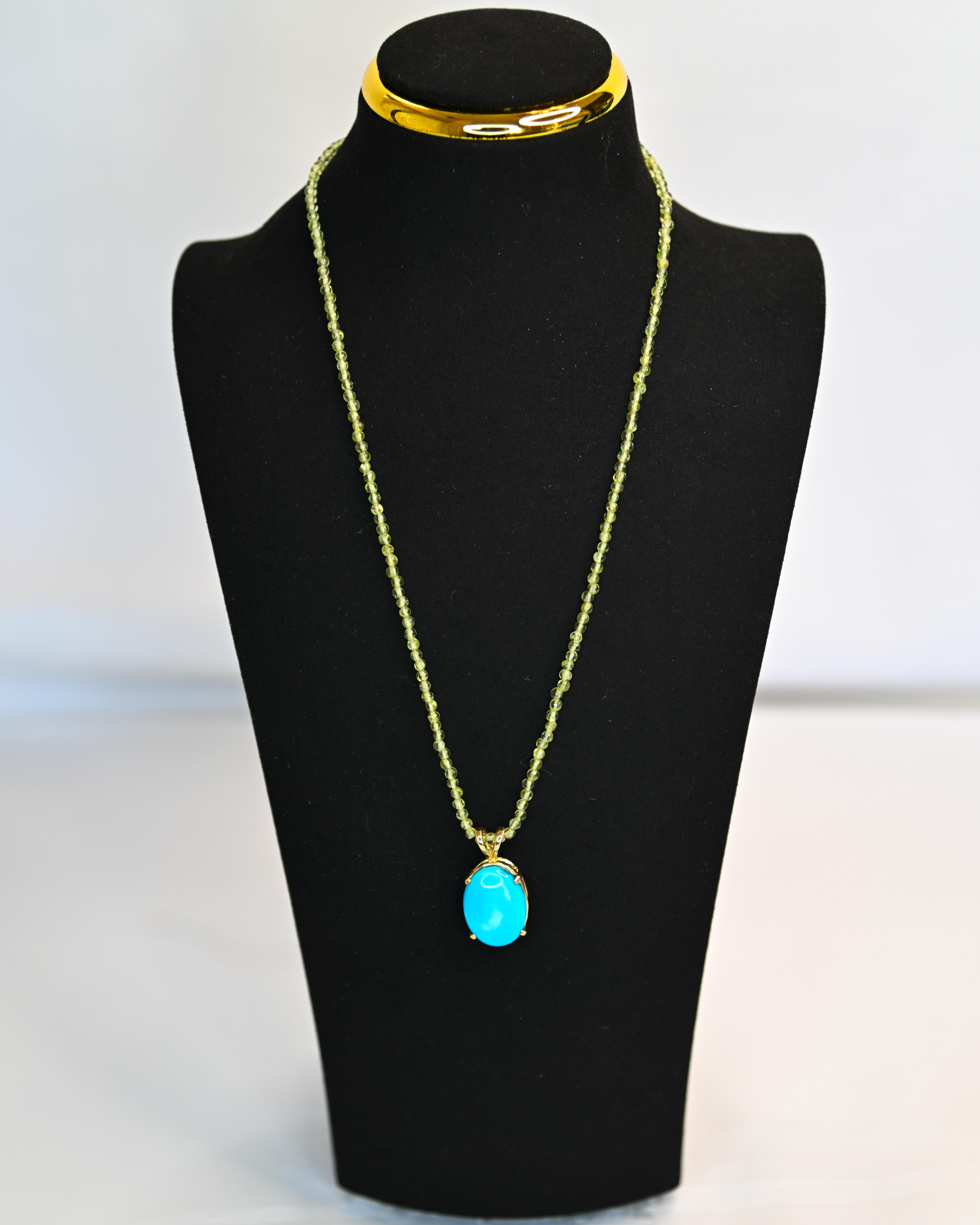 Peridot Necklace with Turquoise Pendant