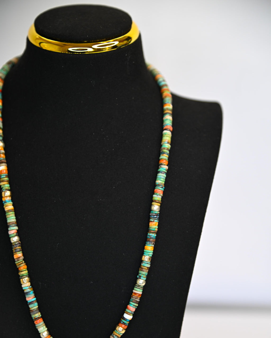 Turquoise and Spiny Oyster Necklace with Citrine Pendant