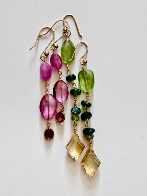 Peridot and citrine drop earrings