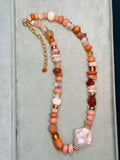 Sunset statement necklace with Baroque Pearl