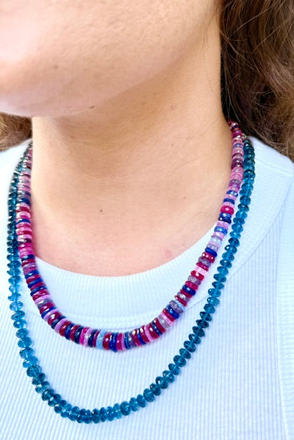 Multicolor Sapphire Tyre Gemstone Necklace AAA+