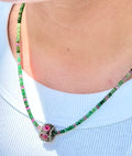 Brazilian Emerald Necklace with Ruby Barrel Pendant