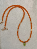 Tangerine Opal Necklace with Peridot Pendant