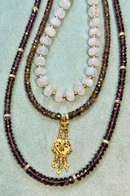 Color Change Garnet Necklace with 22k Gold Turkish Pendant