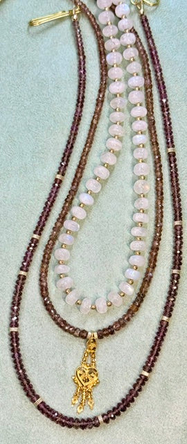 Color Change Garnet Necklace with 22k Gold Turkish Pendant